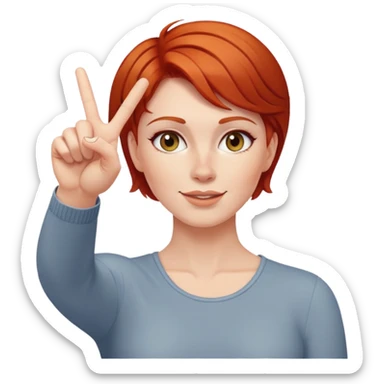 mujer peliroja pelo corto haciendo el simbolo de la victoria sticker
