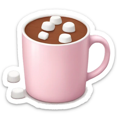 Light Pink mug of hot chocolate with marshmallows  sticker