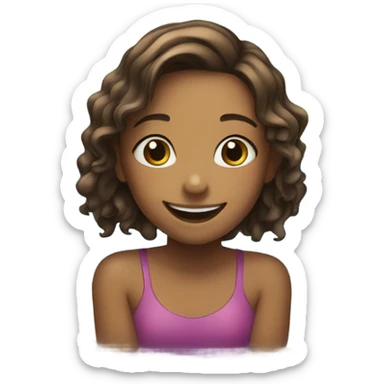 smiling girl by the pool sticker