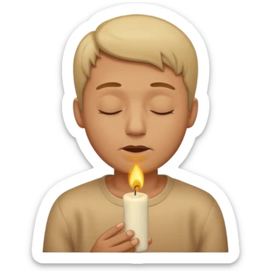 A male with closed eyes but the mouth is o-shaped blowing out sticker