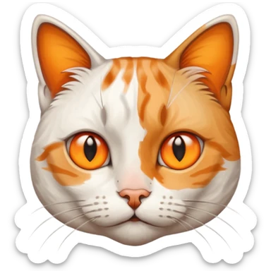 Mix of white and tabby cat with orange smudge on the nose looks at you curiously but also disapprovingly sticker