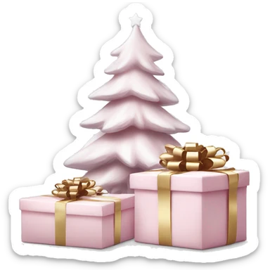 Light pink Christmas gifts under a white Christmas tree  sticker