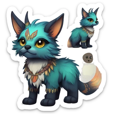 cute Kawaii edgy fantasy animal fursona Fionbri creature by griffsnuff & LiLaiRa & Falvie with exotic colors full body sticker