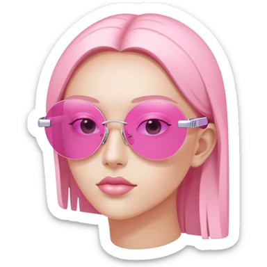 Y2K style rimless pink sunglasses, futuristic design, no frame, early 2000s fashion sticker