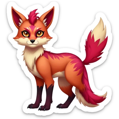 Vibrant dark edgy badass cool Falvie-Fionbri-creature-fursona, full body, with random markings sticker