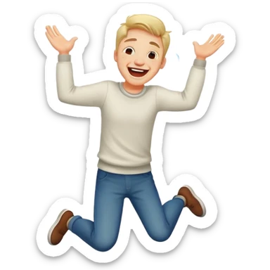 Man laughed and cried jumping  sticker