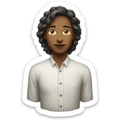 Portrait of a person which does neither looks male nor female, but inbetween sticker