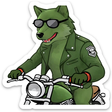 Wolf on a motorcycle  sticker