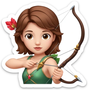 cupid heart brown hair sticker