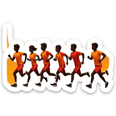 A group of people running into the sunset sticker