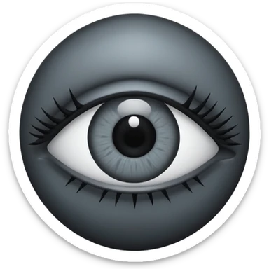 Minimal emoji, gothic futuristic eye, cold grey sclera, pupil replaced by a solid black number 8, occult cyber aesthetic, sharp clean lines, flat emoji design, centered, transparent background sticker