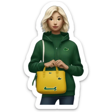 Lacoste bag girl with black lacoste hoodie sticker