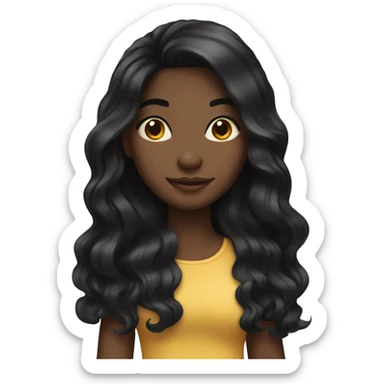 Long black hair black girl sticker