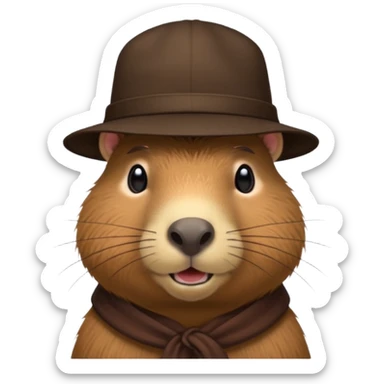 Realistisk Capybara med hat sticker