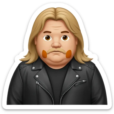 Long hair fat men in leather jacket sticker