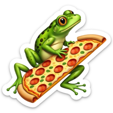 Frog eating pizza sticker