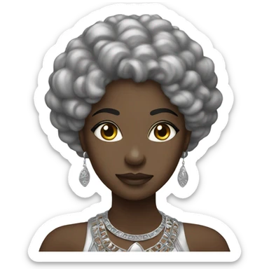 black goddess wearing silver sticker