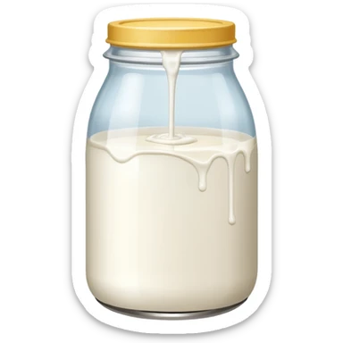 a jar of milk but the top is sticky and its dripping but theres no lit, and also no straw sticker