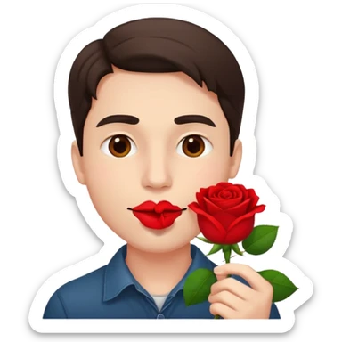 Create emoji but must be men that holding Rosein his mouth sticker