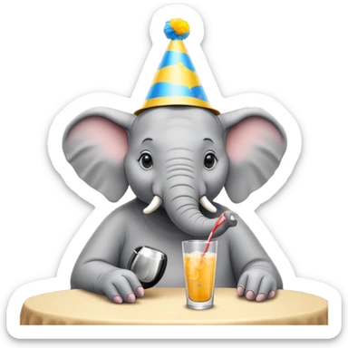 elephant at a restaurant table sticker