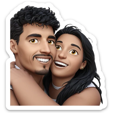 playful embrace with friends sticker