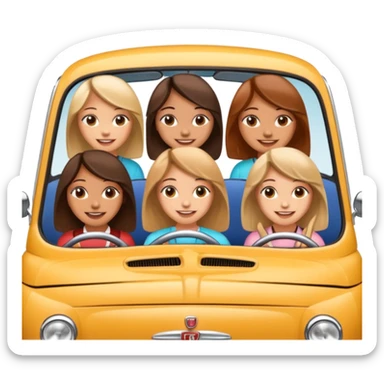 four girls in a fiat  sticker