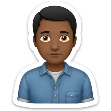 great job, now i would like a middle aged dark brown person with black hair on head in casual shirt ( make him darker in complexion and add some age sticker