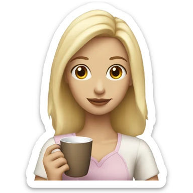 blonde girl holding a cup of tea sticker