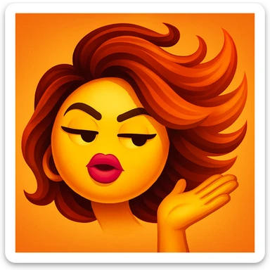slay emoji with dramatic hair flip sticker
