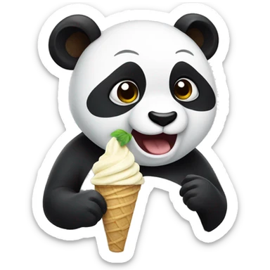 Panda eating ice cream sticker