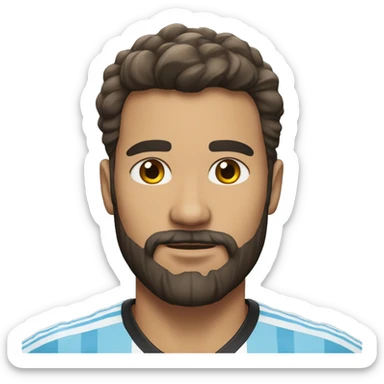 Una persona con camiseta  de argentina  con barba y una corona futbolista pelo negro sticker