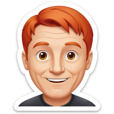 senior athletic white man, receding red hair, cheerful and friendly face sticker