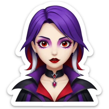 Beautiful ethereal Gorgeous Vampiric Edgy Anime Lady With Black red White Purple  sticker