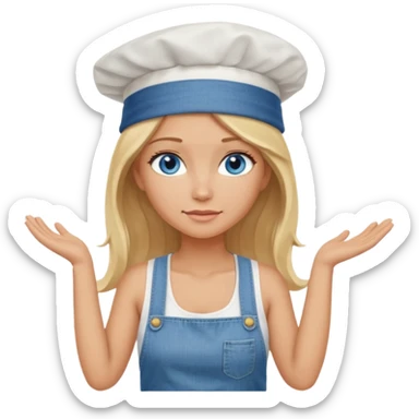 Sexy Full body 
Long Blonde hair blue eyed female chef arms folded wearing tank top and denim shorts and chef hat arms folded sticker