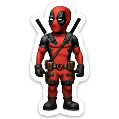 Cute deadpool character full body front side and back HD sticker