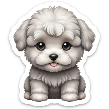 Grey  cute maltipoo puppy sticker