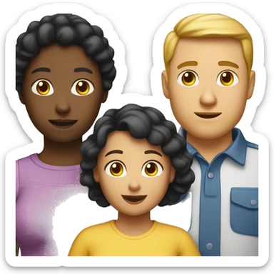 a family, 1_fat_white_man, 1_black_fat_woman, with 1_black_fat_5years_old_girl sticker