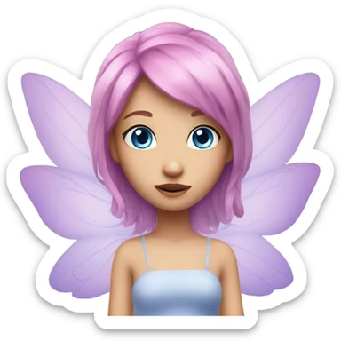 Fairy blue eyes pink hair purple wings  sticker