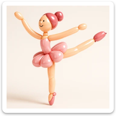 Capucina the ballerina, arabesque pose, classic ballet attire, light pinks and whites, dreamy and magical sticker
