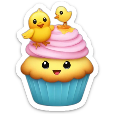 Happy cupcake with Easter chick sticker