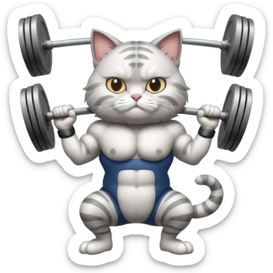  weightlifting cat sticker