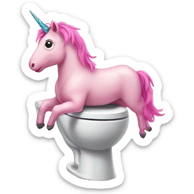 Pink unicorn coming out of a toilet  sticker