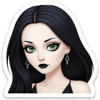 pretty long hair gothic baddie with eyeliner sticker