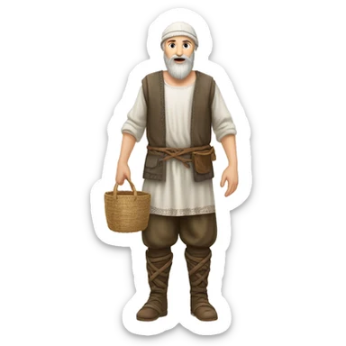 photorealistic white slavic peasant with beard full body, Slavic ethnic clothing sticker