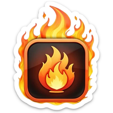 video play button with flames sticker