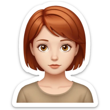 A girl with reddish brown short hair and Hazel eyes sticker