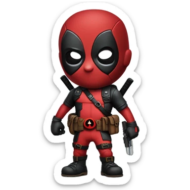 Cute deadpool character full body sticker