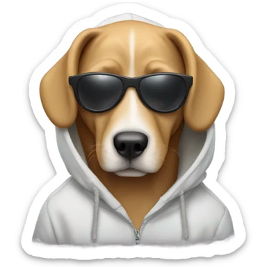 Dog wearing hoodie and sunglasses sticker