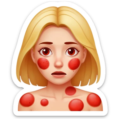 Woman with allergic reaction rash  sticker