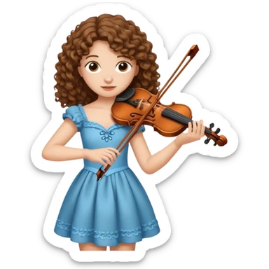 girl with curly brown long hair playing violin sticker